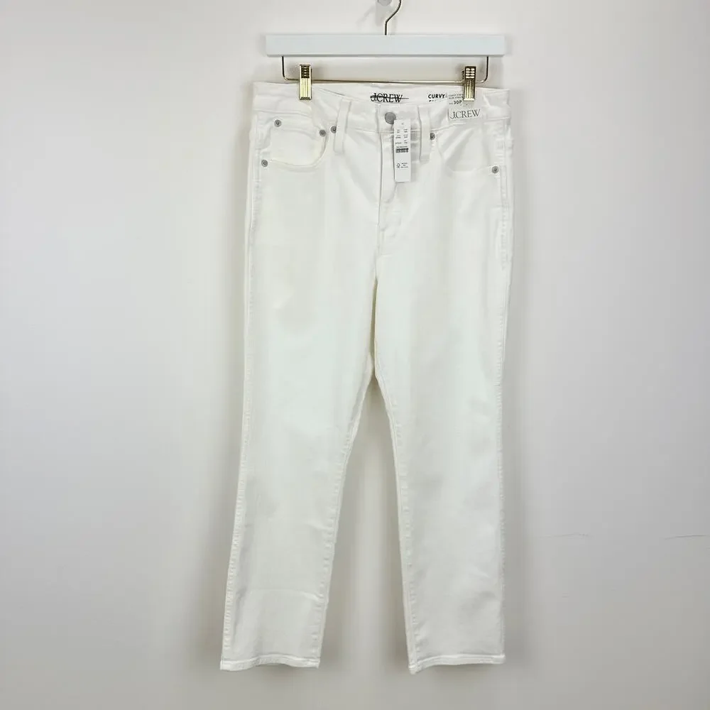 J.Crew Petite Curvy Vintage Straight Slim Jeans High Waisted White US 30 NWT